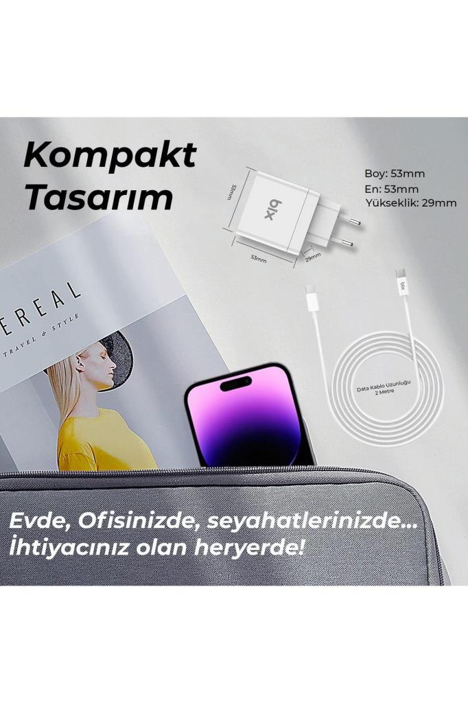 Bix BX-UC65WFTA 2 m Type-C Kablolu Hızlı Şarj Aleti -OUTLET