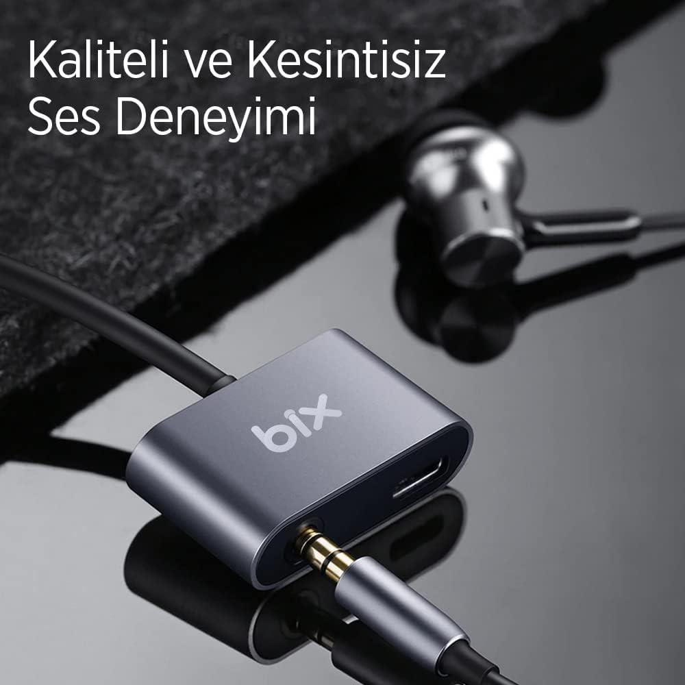 Bix ADP-07 Pro Type-C 3.5mm Kulaklık ve PD Şarj Dönüştürücü - Outlet