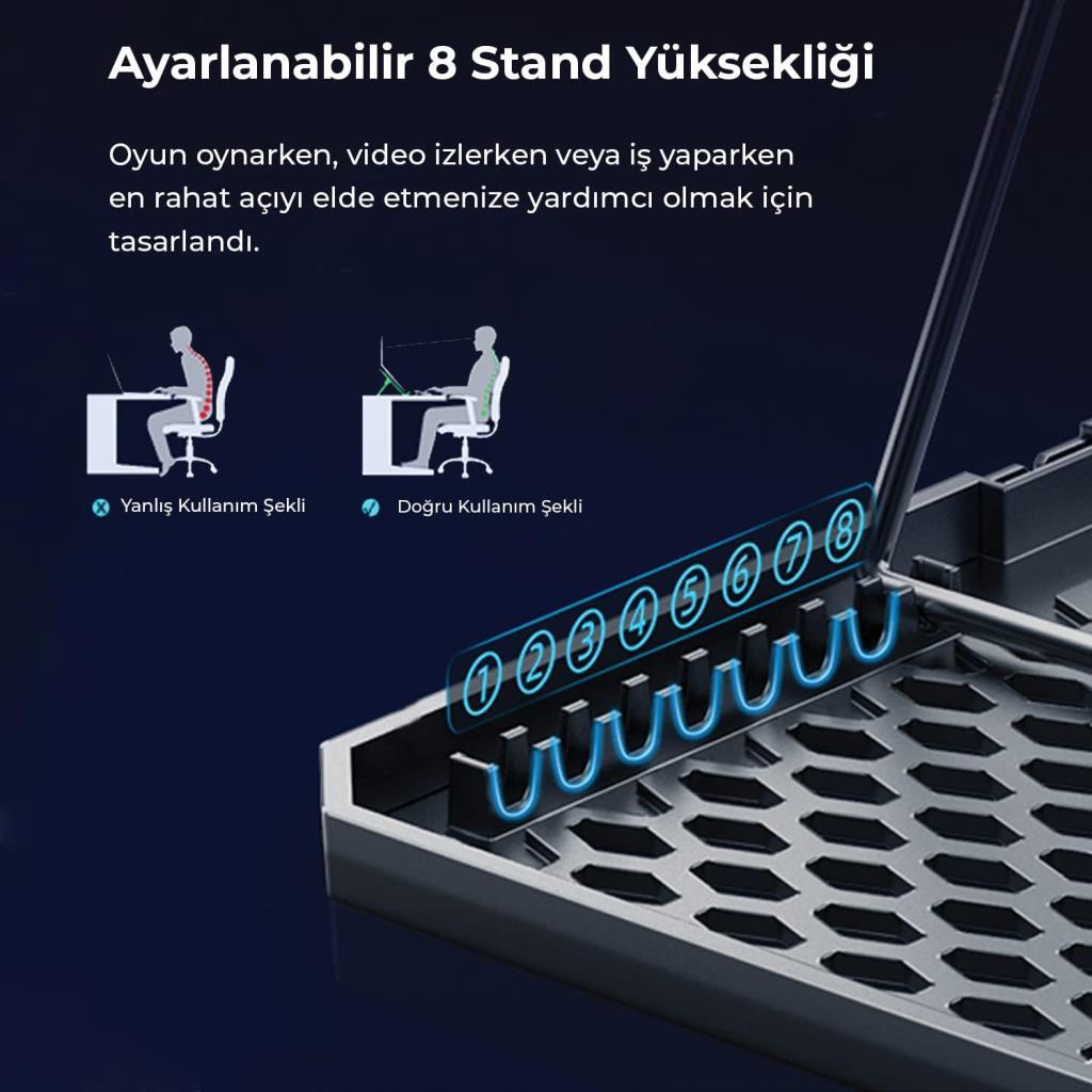 Bix BX-CP02G 6 Fanlı 10"-19" RGB Laptop Soğutucu - Teşhir