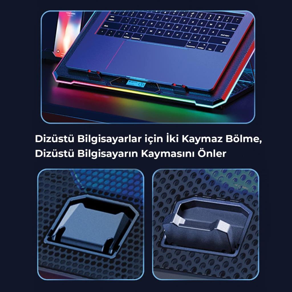 Bix BX-CP02G 6 Fanlı 10"-19" RGB Laptop Soğutucu - Teşhir