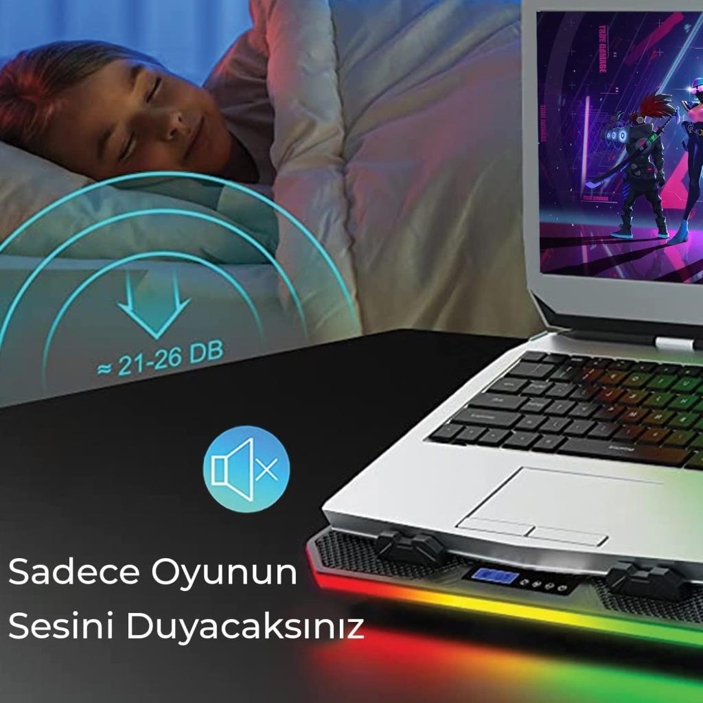 Bix BX-CP02G 6 Fanlı 10"-19" RGB Laptop Soğutucu - Teşhir