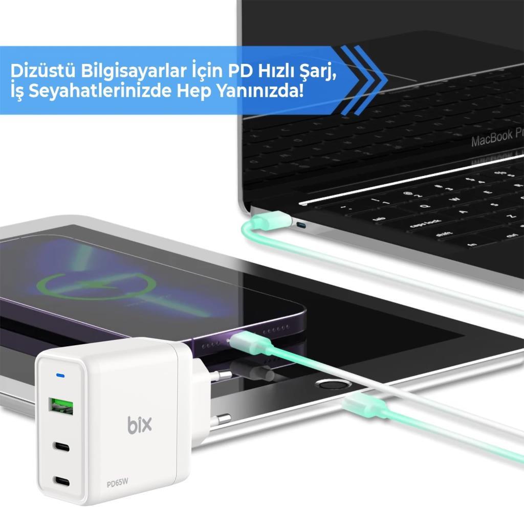 Bix BX3P65G 65 W Hızlı Şarj Adaptörü - Outlet