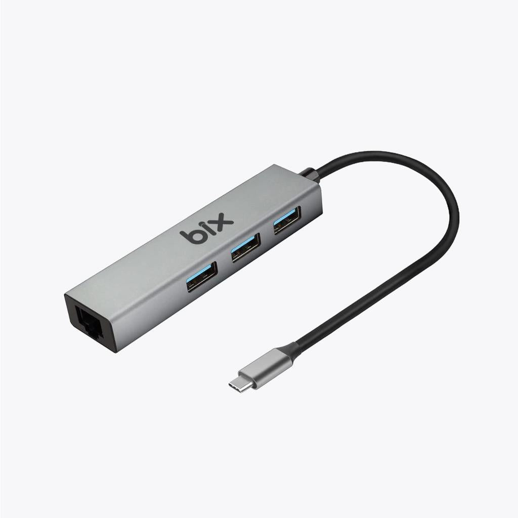 Bix BXC06HB Type-C'den 3 Bağlantı Noktalı Gigabit Ethernet USB 3.2 Hub