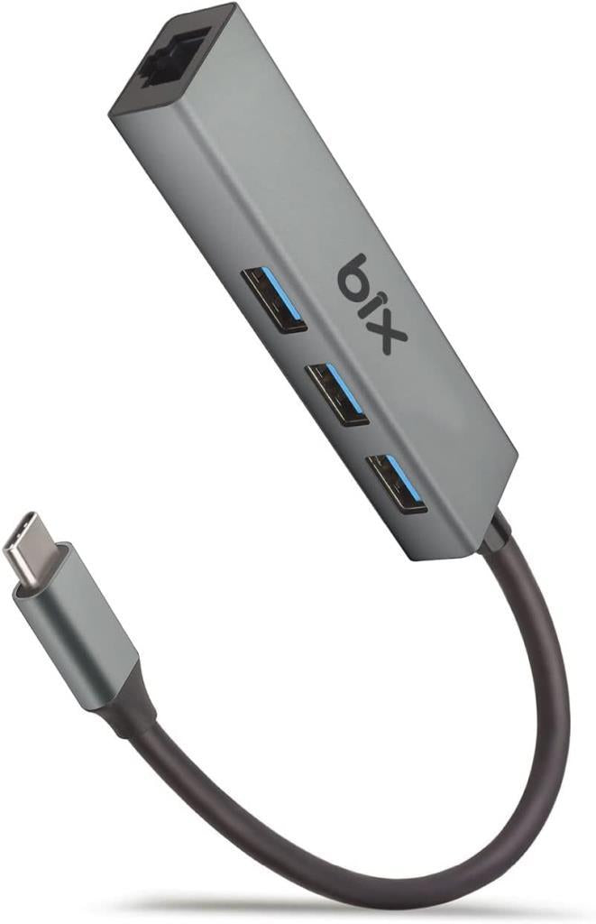 Bix BXC06HB Type-C'den 3 Bağlantı Noktalı Gigabit Ethernet USB 3.2 Hub