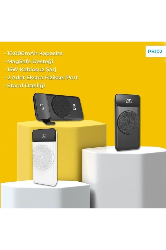 Bix PB102 10000 mAh Hızlı Şarj Kablosuz Powerbank - TEŞHİR