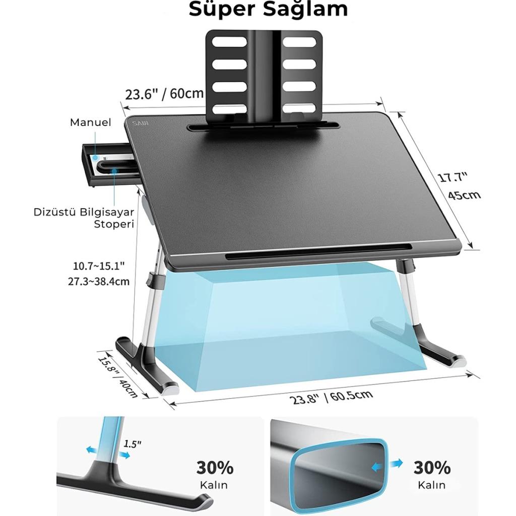 Bix Saiji K7 Ultimate Notebook ve Tablet Çalışma Masası Siyah