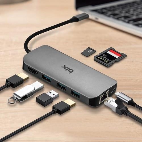 Bix Type-C to HDMI Ethernet USB 3.0 PD Kart Okuyucu