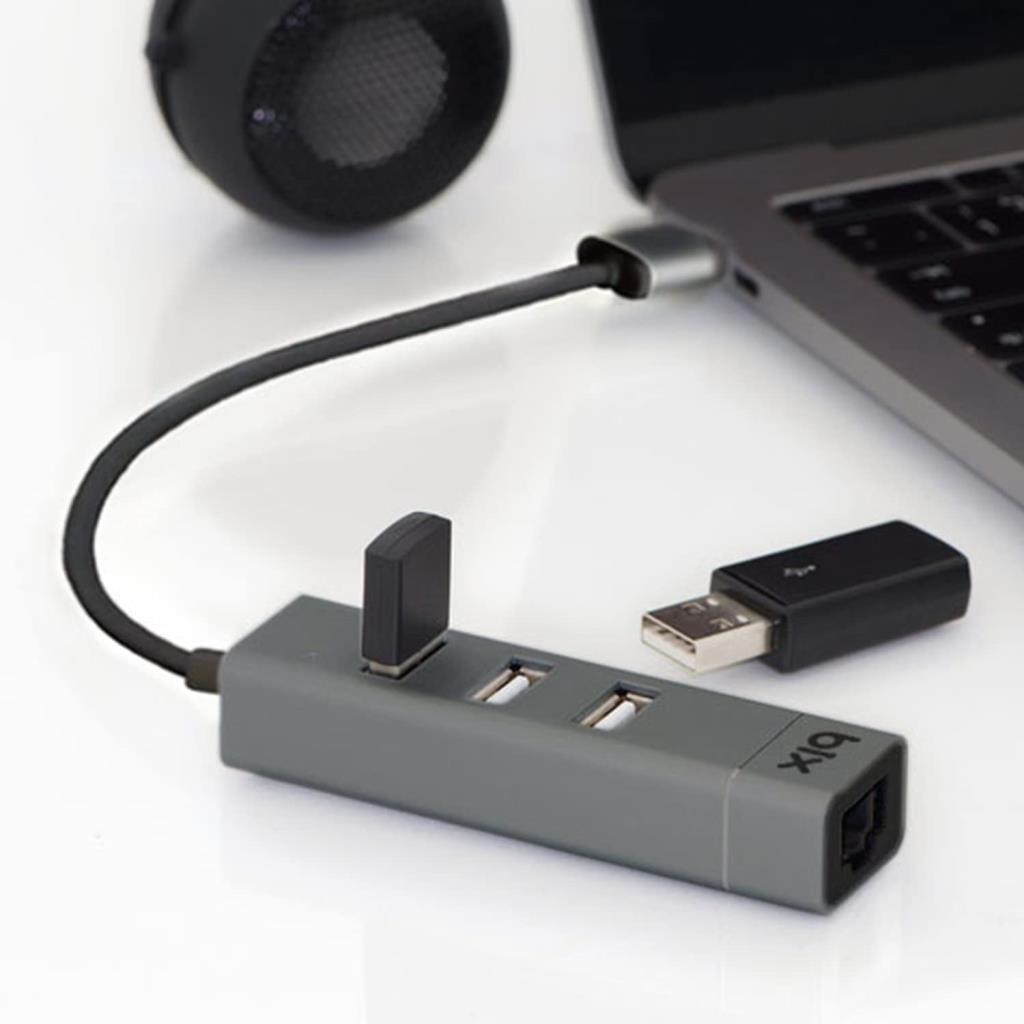 Bix BX03HB 4in1 USB Hub 1Gbps Ethernet, 3x USB 2.0 Macbook, iMac / Windows Uyumlu Çoklayıcı Adaptör