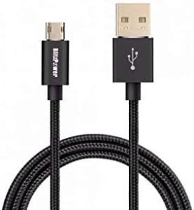 BlitzPower Örgülü Micro USB Şarj ve Data Kablosu Çift Taraflı 1 Metre Siyah
