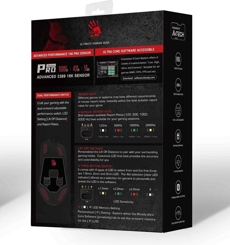 Bloody W60 Pro RGB Optik Kablolu Oyuncu Mouse - Teşhir