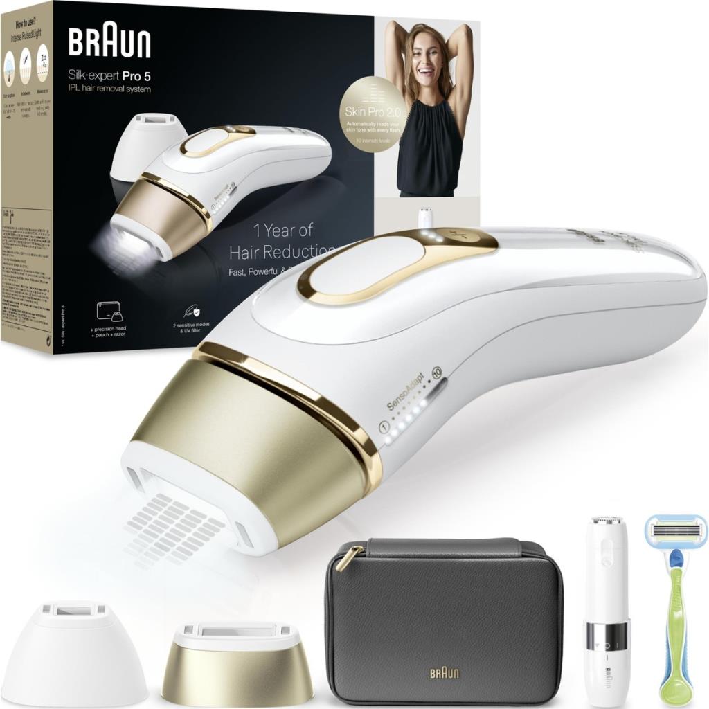 BRAUN PL5146 IPL Silk·Expert Pro 5 2 Başlıklı 400.000 Atımlı Lazer Epilasyon Cihazı Beyaz Gold