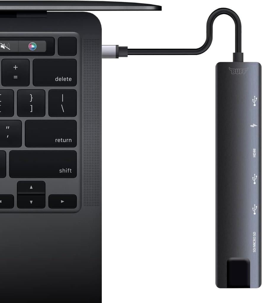 Buff Labs Type C USB 8 in 1 Hub Çoklayıcı Adaptör USB 3.0, HDMI, USB C, SD, Ethernet - Outlet
