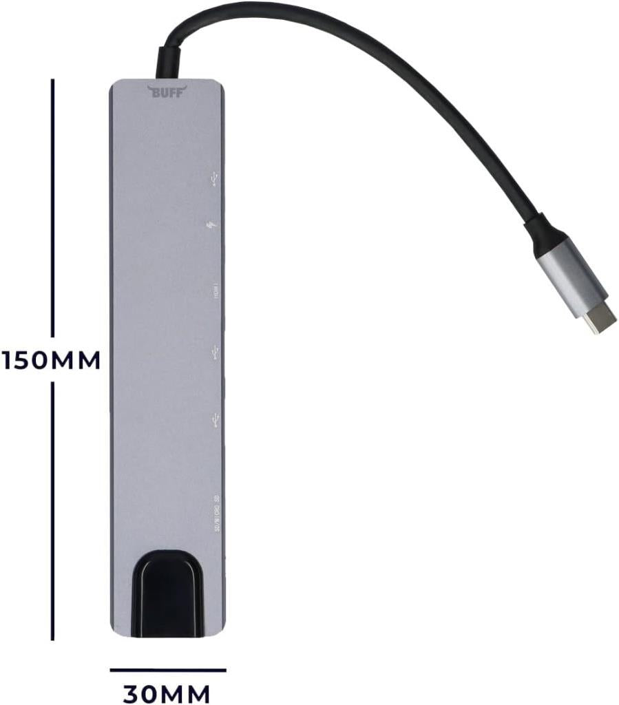 Buff Labs Type C USB 8 in 1 Hub Çoklayıcı Adaptör USB 3.0, HDMI, USB C, SD, Ethernet - Outlet
