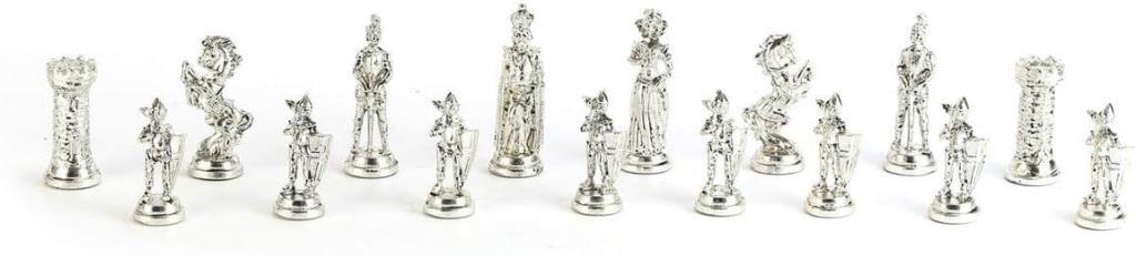 GiftHome Büyük Boy Metal İngiliz Satranç Takımı Antik ve El Yapımı Masif Hakiki Sedef Çekmeceli Tahta - Outlet