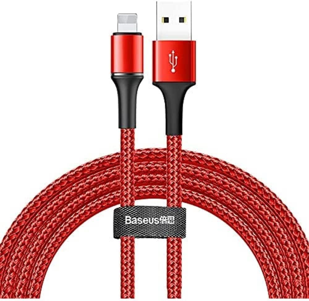 Baseus Halo Cable Kırmızı 1 m USB to Lightning Şarj Kablosu - Outlet