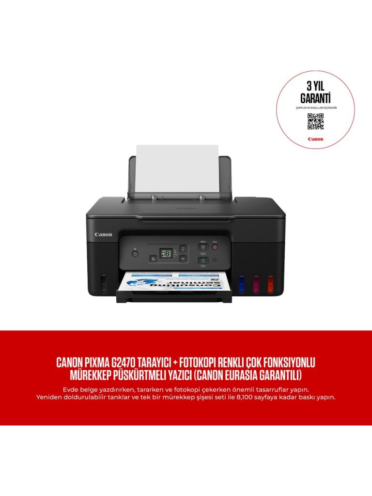 Canon Canon Pixma G2470 Tarayıcı + Fotokopi Renkli Çok Fonksiyonlu Tanklı Mürekkep Püskürtmeli Yazıcı - OUTLET