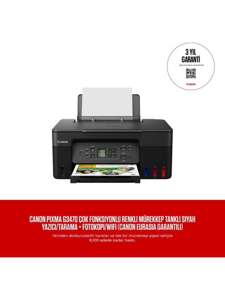 Canon G3470 Yazıcı Tarayıcı Fotokopi Wı-Fı + Mega Tank