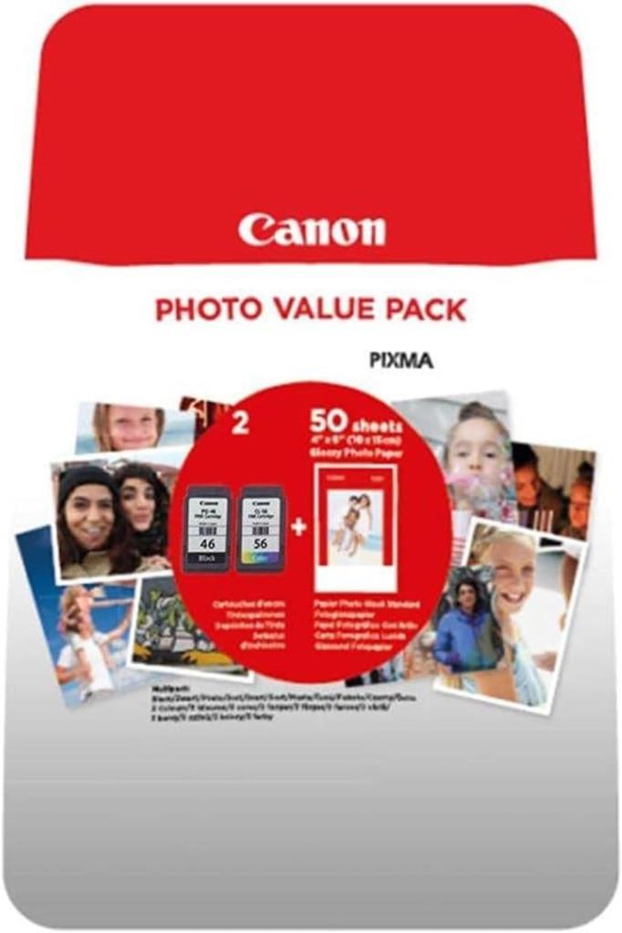 Canon Pıxma E3340 Uyumlu Pg-46/cl-56 (PG46 / CL56) Orijinal Kartuş Seti (50 Fotoğraf Kağıtlı) - Renkli - Siyah - OUTLET