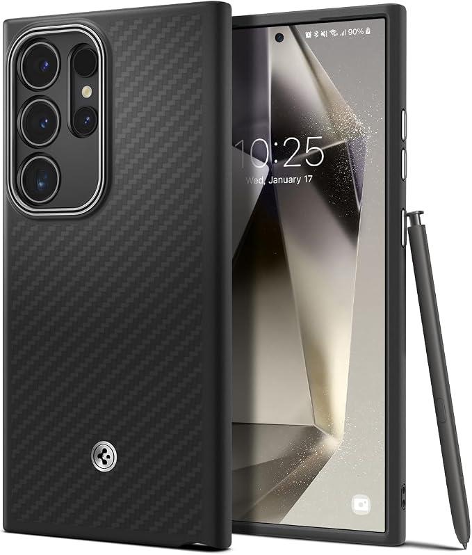Case Spigen Enzo Aramid Galaxy S24 Ultra MATTE Siyah Kılıf - TEŞHİR