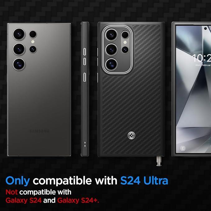 Case Spigen Enzo Aramid Galaxy S24 Ultra MATTE Siyah Kılıf - TEŞHİR