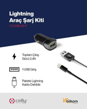 Celly Araç Şarj Kiti Lightning, Siyah