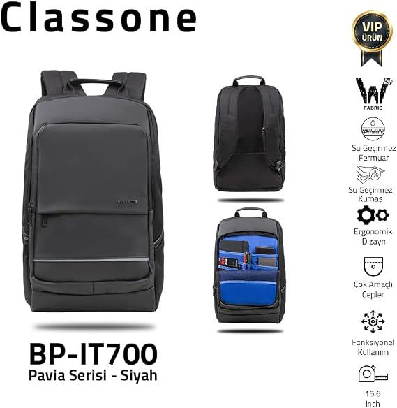 Classone Pavia BP-IT700 Siyah 15.6" Laptop Sırt Çantası Outlet