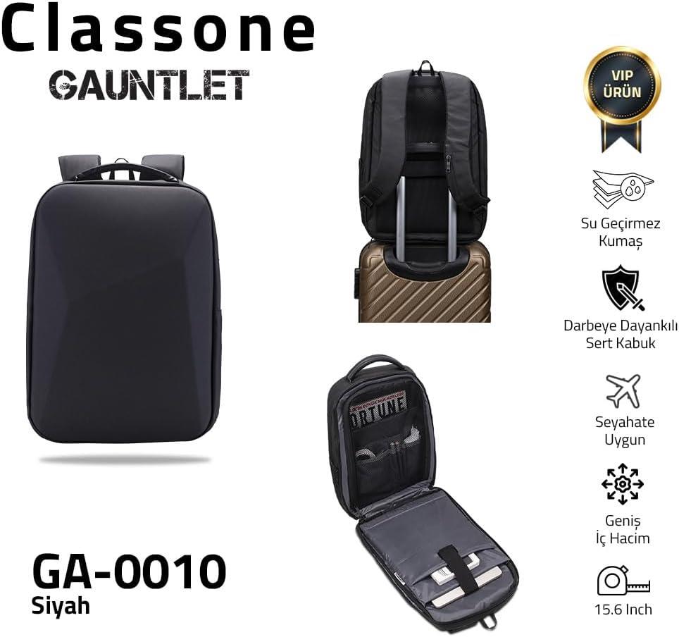 Classone GA-0010 Gauntlet V1 Sert Kabuk Serisi 15.6 inch Uyumlu WTX Pro Su Geçirmez Kumaş Laptop Çantası Siyah - Outlet