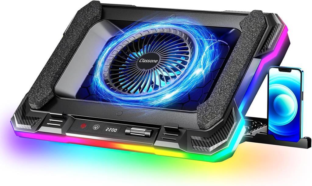 Classone GT100 Gaming Laptop Sogutucu 2200RPM, Rgb Işıklı, LED Display Notebook soğutucu stand Outlet