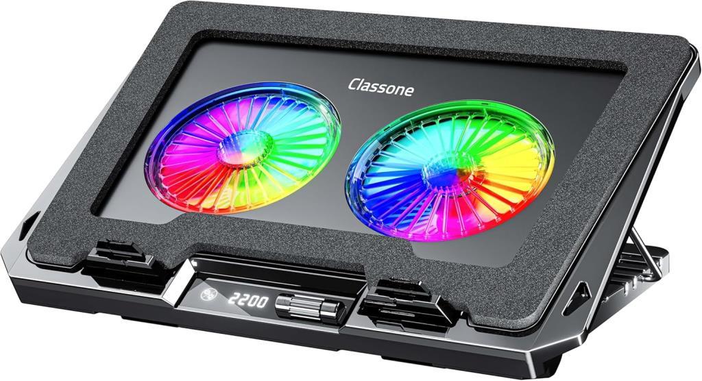 Classone GT102 Gaming Laptop Soğutucu, 2200rpm, Rgb Işıklı, Led Display, Notebook Soğutucu Stand Outlet
