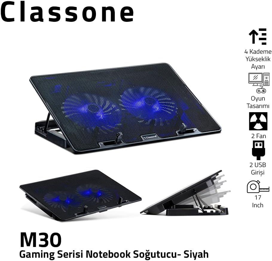 Classone M30 2 Led Fanlı USB 2.0 14"-17" Laptop Soğutucu - Teşhir