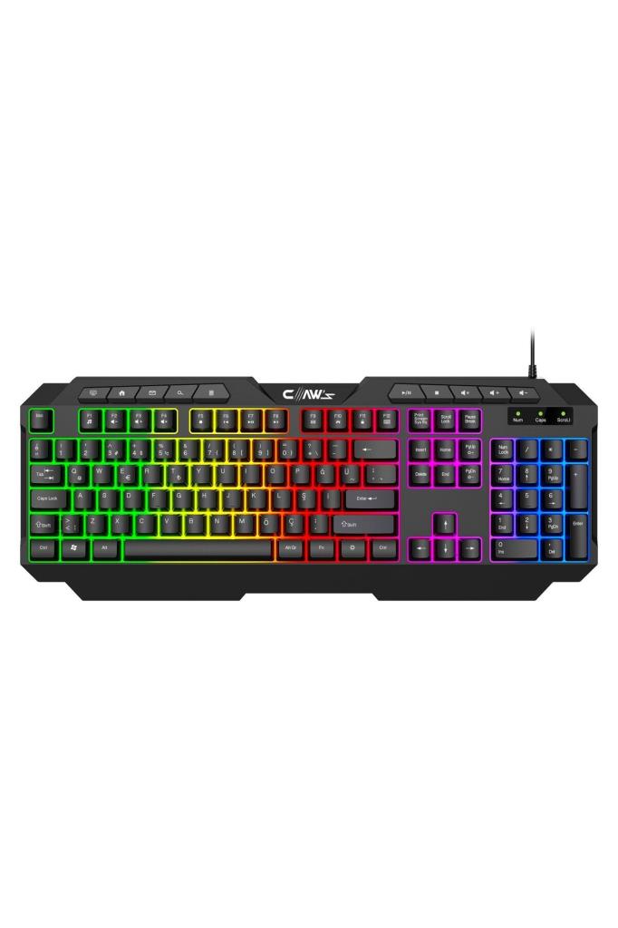 Claw's Astral K1 Rainbow Işıklandırmalı 104+10 Multimedya Tuşlu Full Set Dizilim Membran Gaming Oyuncu Klavyesi Outlet