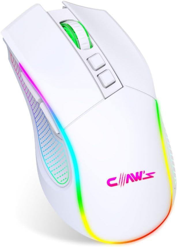 Claws Crossfire Air V1 Beyaz RGB Makrolu Şarjlı Optik Kablolu/Kablosuz Oyuncu Mouse - TEŞHİR