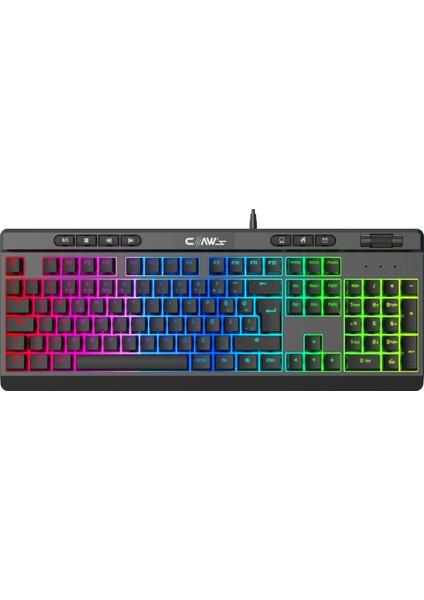 Claw's Crossfire K1 Özelleştirilebilir Rgb & Yazılımlı Full Membran 104+7 Tuşlu Ekstra Multimedya / Rollover Ses Kontrol Mekanizmalı Gaming Klavye Teşhir