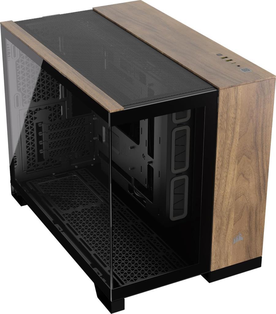 Corsair 2500X Çift Bölmeli mATX Temperli Cam Bilgisayar Kasası Siyah/Ceviz Ağacı - Outlet
