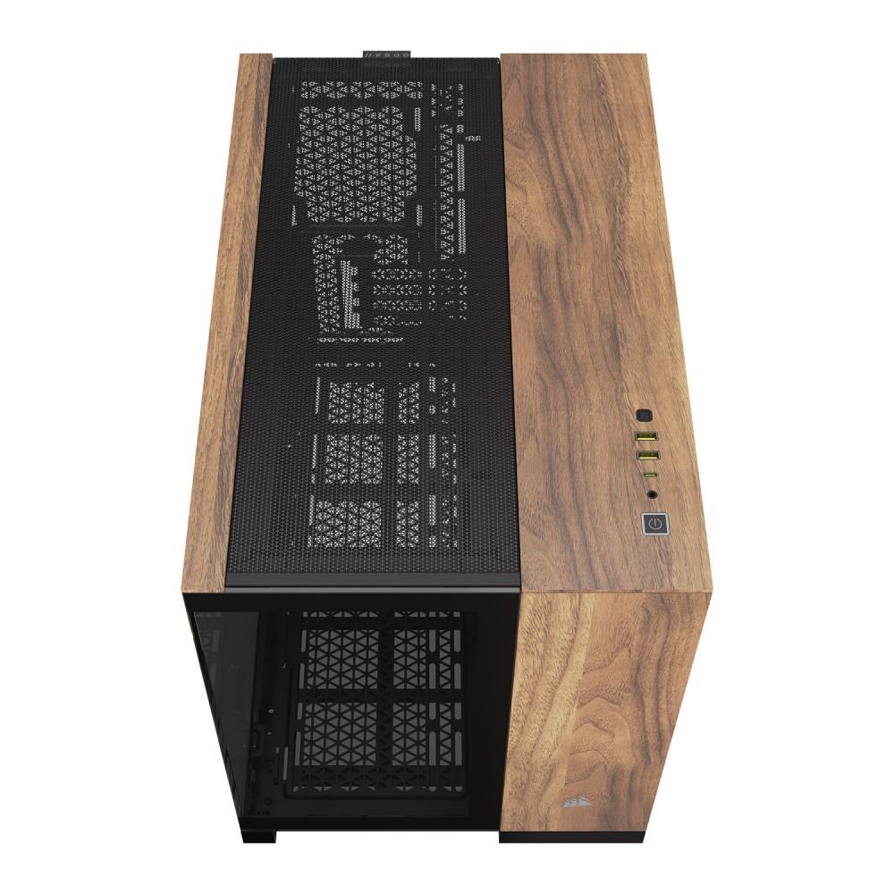 Corsair 2500X Çift Bölmeli mATX Temperli Cam Bilgisayar Kasası Siyah/Ceviz Ağacı - Outlet