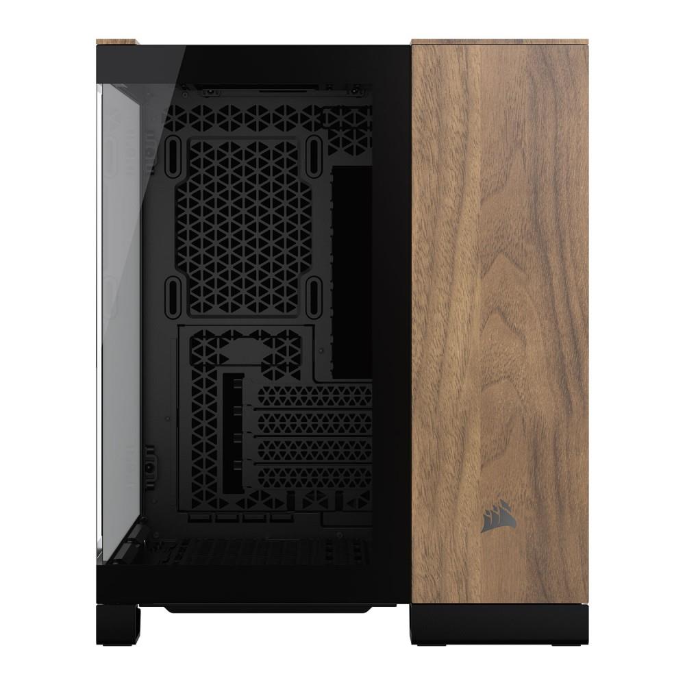 Corsair 2500X Çift Bölmeli mATX Temperli Cam Bilgisayar Kasası Siyah/Ceviz Ağacı - Outlet