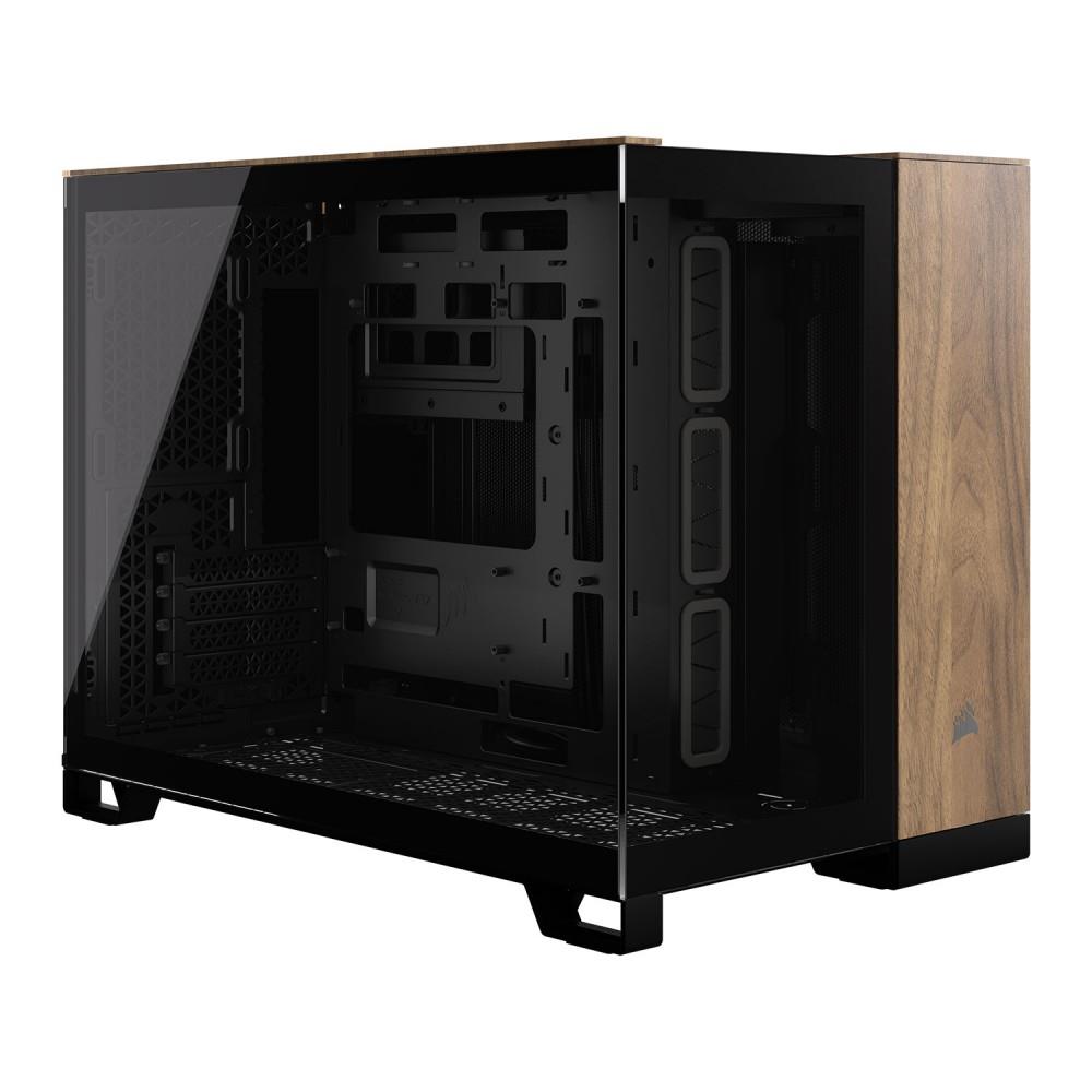 Corsair 2500X Çift Bölmeli mATX Temperli Cam Bilgisayar Kasası Siyah/Ceviz Ağacı - Outlet
