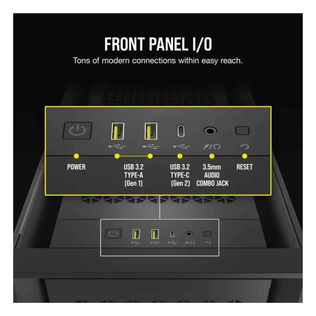 Corsair İCUE 5000D RGB Airflow CC-9011242-WW Fanlı Siyah E-ATX Oyuncu Kasası