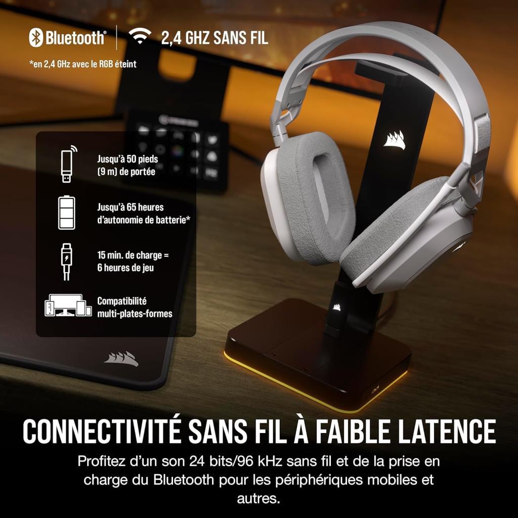 Corsair HS80 Max Wireless CA-9011296-EU Beyaz RGB Kablosuz Kulak Üstü Oyuncu Kulaklığı