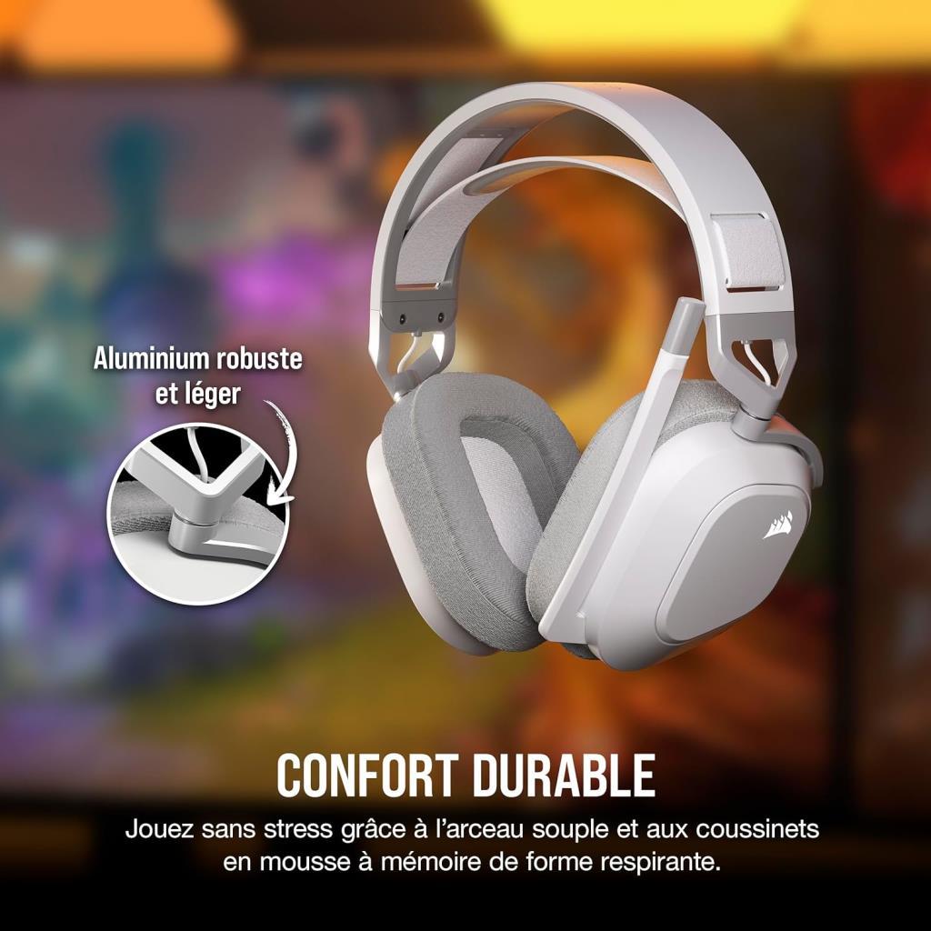 Corsair HS80 Max Wireless CA-9011296-EU Beyaz RGB Kablosuz Kulak Üstü Oyuncu Kulaklığı