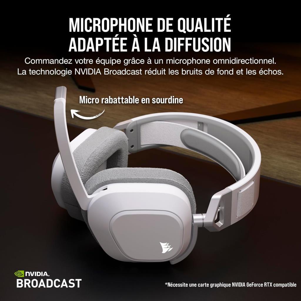 Corsair HS80 Max Wireless CA-9011296-EU Beyaz RGB Kablosuz Kulak Üstü Oyuncu Kulaklığı