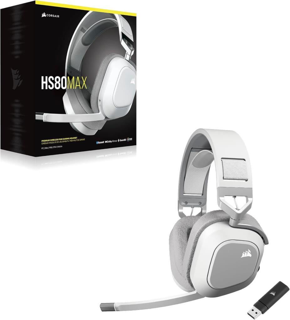 Corsair HS80 Max Wireless CA-9011296-EU Beyaz RGB Kablosuz Kulak Üstü Oyuncu Kulaklığı