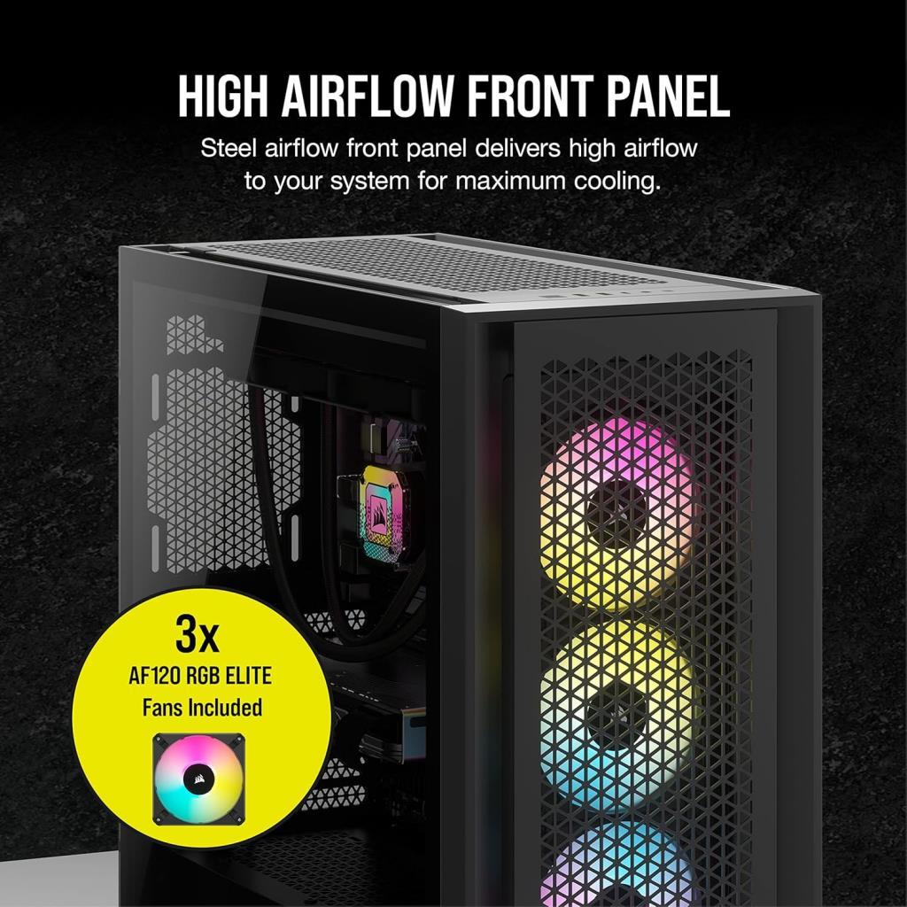 Corsair İCUE 5000D RGB Airflow CC-9011242-WW Fanlı Siyah E-ATX Oyuncu Kasası - OUTLET