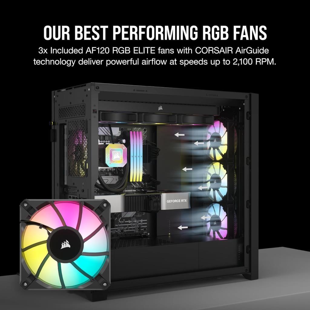 Corsair İCUE 5000D RGB Airflow CC-9011242-WW Fanlı Siyah E-ATX Oyuncu Kasası - OUTLET