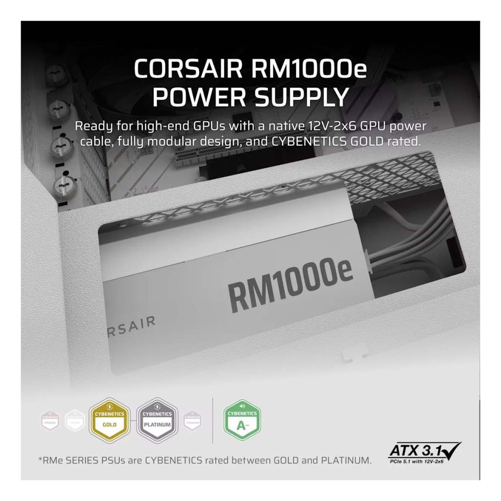 Corsair RM1000e CP-9020294-EU Gen5.1 1000 W Beyaz Power Supply