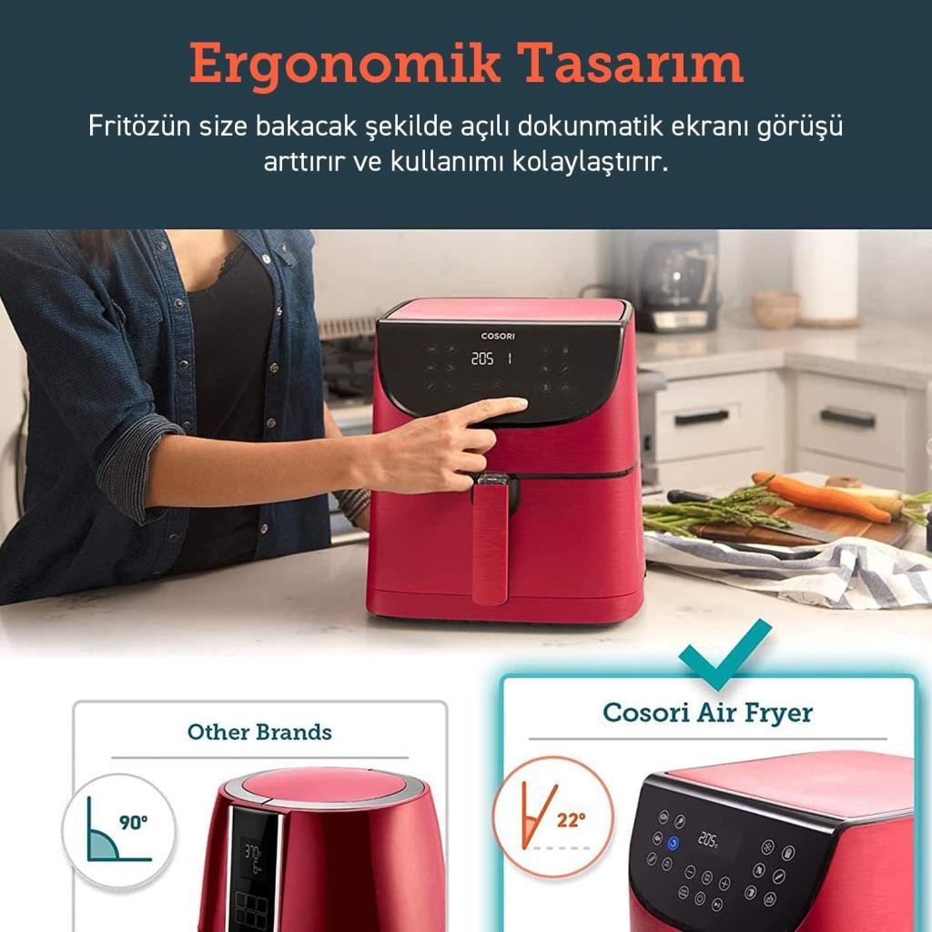 Cosori Premium XXL Airfryer 5.5 lt Yağsız Kırmızı Fritöz - TEŞHİR