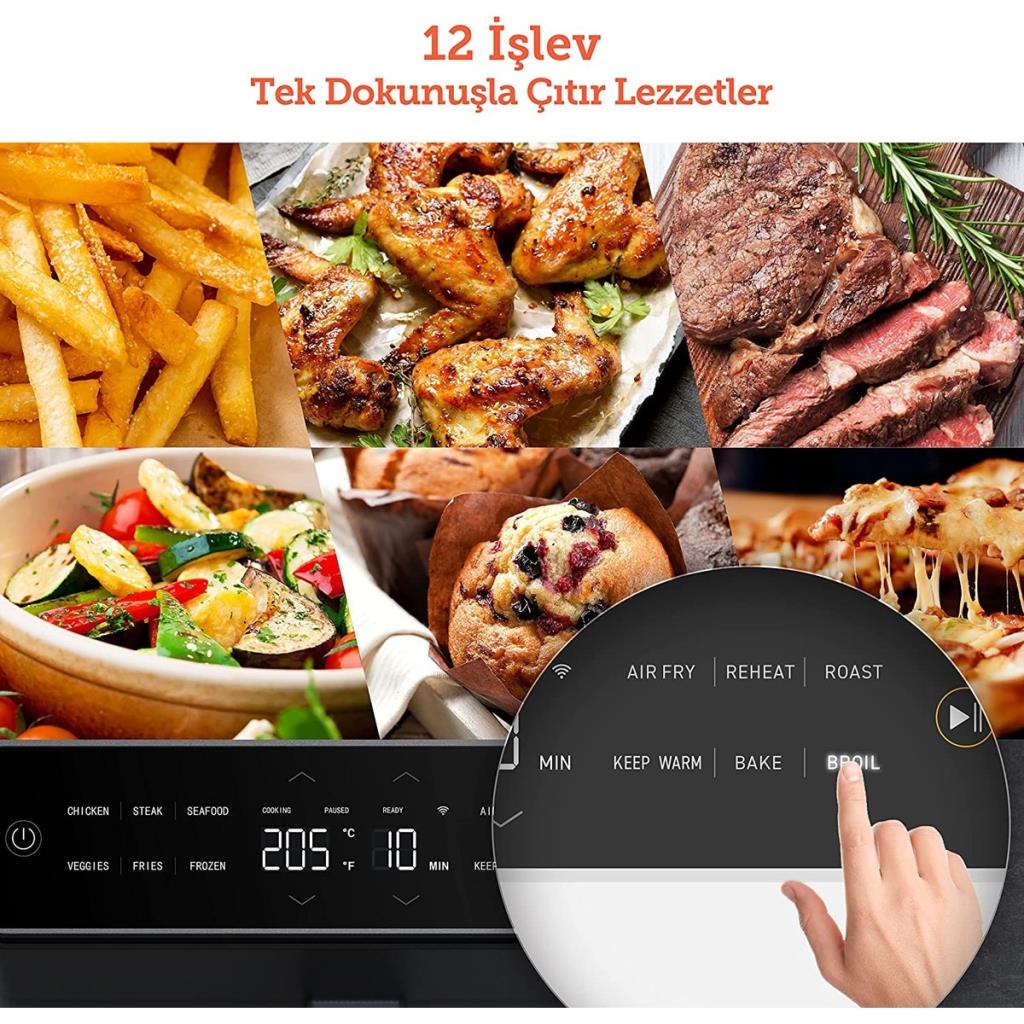 Cosori ‎CAF-P583S Dual Blaze İkili Isıtma Sistemi 6.4 lt Siyah Sıcak Hava Fritözü