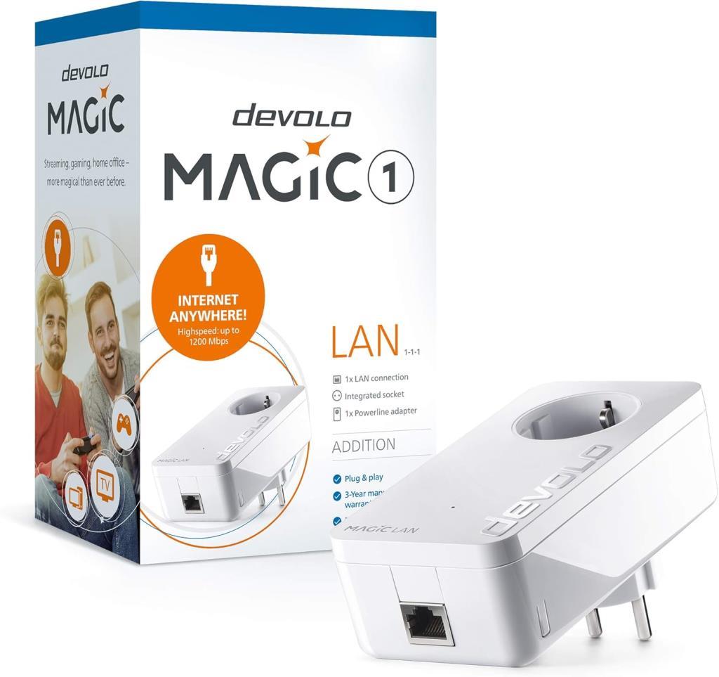 Devolo Magic 1 LAN (1-1-1) Ek Adaptörü I Mesh Wi-Fi I Powerline: 1.200 Mbps I WiFi Menzil Genişletici I Access Point I Tak Çalıştır - Teşhir