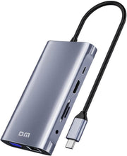 DM CHB055 Type-C to HDMI VGA RJ45 USB 3.0 AUX PD TF SD ÇEVİRİCİ - Teşhir