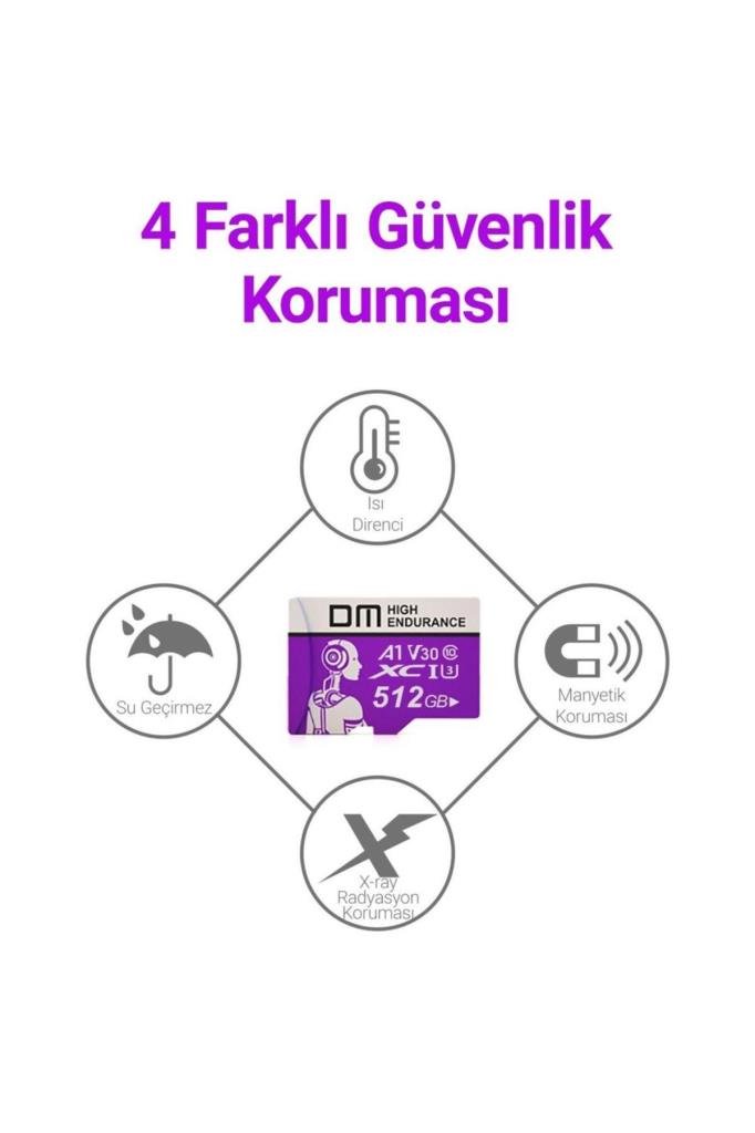 DM High Endurance Class 10 A1 U3 V30 512 GB Micro SD Kart - TEŞHİR